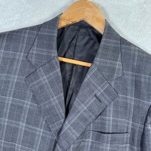 Tom James Filo A Mano Holland‎ Sherry Mens 40R Grey Windowpane Sport Coat Preppy